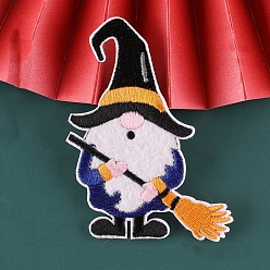 Witch Christmas Santa Claus Computerized Embroidery Cloth Self Adhesive Patches, Stick On Patch, Costume Accessories, Appliques, Witch, 60~80x39~55mm
