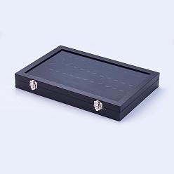 Black Wood Pendant Displays, with Ice Plush inside and Covered with Glass, Rectangle, Black, 35.1x24.1x4.7cm