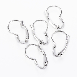 Stainless Steel Color 304 Stainless Steel Leverback Earring Findings, with Loop, Stainless Steel Color, 19.5x12x3mm, Hole: 1.2mm, Pin: 0.8mm