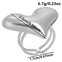 Нержавеющая Сталь Цвет Нерегулярные сердечки из нержавеющей стали регулируемые кольца для пальцев, цвет нержавеющей стали, 25 мм, внутренний диаметр: 17 мм