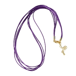 Темно-Фиолетовый 1мм вощеный шнур 5-образное ожерелье, с латунными выводами и 304 застежками из лобстера из нержавеющей стали, золотые, темно-фиолетовый, 18.90 дюйм (48 см)