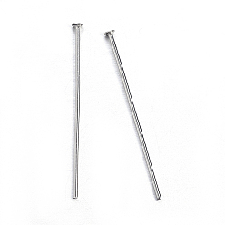 Stainless Steel Color 304 Stainless Steel Flat Head Pins, Stainless Steel Color, 40.5x0.6mm, 22 Gauge, Head: 1.4mm