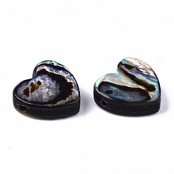 Colorido Cuentas de concha de abulón natural / concha de paua, corazón, colorido, 10x10.5x3.5 mm, agujero: 1 mm