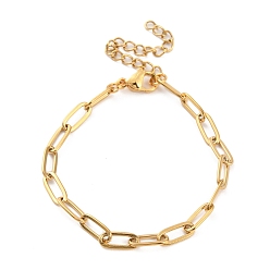 Oro Chapado de iones (ip) 304 pulseras de cadena con clip de acero inoxidable para mujer, dorado, 6-1/8 pulgada (15.5 cm)