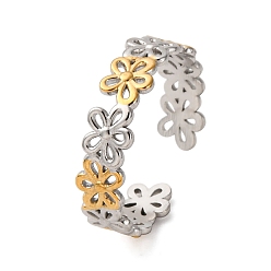 Золотой & Цвет Нержавеющей Стали 304 двухцветные манжетные кольца из нержавеющей стали, ионное покрытие (ip), золотые и нержавеющая сталь цвет, 5 мм