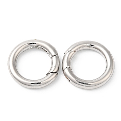 Platinum Brass Spring Gate Rings, Cadmium Free & Lead Free, Long-Lasting Plated, Ring, Platinum, 15x14.5x3mm