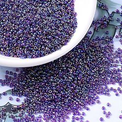 (RR356) Purple Lined Amethyst AB Миюки круглые бусины рокайль, японский бисер, 11/0, (rr 356) аметист с фиолетовой подкладкой ab, 11/0, 2x1.3 мм, отверстие : 0.8 мм, Около 1111 шт / 10 г