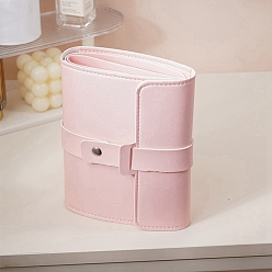 Pink PU Imitation Leather Earring Storage Bags, Portable Travel Jewelry Earring Organizer Bag, Rectangle, Pink, 16x14x4cm