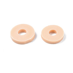 PeachPuff Eco-Friendly Handmade Polymer Clay Beads, Disc/Flat Round, Heishi Beads, PeachPuff, 8x0.5~1mm, Hole: 2mm, about 13000pcs/1000g