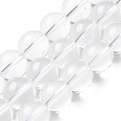 Прозрачный Природных кристаллов кварца бисер нитей, бусины из горного хрусталя, круглые, класс АА, прозрачные, 12 мм, отверстие : 1.2 мм, около 31 шт / нитка, 14.9 дюйм ~ 15.1 дюйм