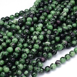 Ruby in Zoisite Round Natural Ruby in Zoisite Bead Strands, 10mm, Hole: 1mm, about 39pcs/strand, 15.3 inch