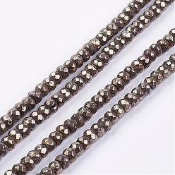 Pyrite Natural Pyrite Bead Strands, Faceted, Rondelle, 4x3mm, Hole: 1mm, about 120pcs/strand, 15.7 inch