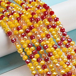 Goldenrod Glass Beads Strands, Faceted, Rondelle, Goldenrod, 4x3mm, Hole: 0.4mm, about 123~127pcs/strand, 15.75~16.5 inch(40~42cm)