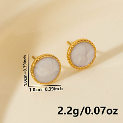 Золотой 304 геометрические плоские круглые серьги-гвоздики из нержавеющей стали, золотые, 10x10 мм