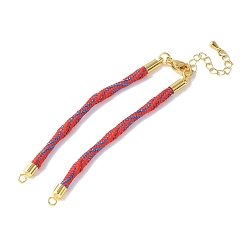 Оранжево-Красный Нейлона шнур браслеты, для изготовления браслета с соединителем, с реечным покрытием, золотыми застежками-карабинами и удлинителями цепочек, долговечный, без кадмия и без свинца, оранжево-красный, 5-3/4~6x1/8x1/8 дюйм (14.7~15.2x0.3 см)