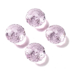 Pink Стекло k9 стекло, имитация Австрийские кристаллические шарики, граненые, рондель, розовые, 12x8 мм, отверстие : 1 мм