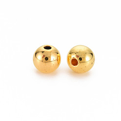 Golden Plated ABS Plastic Beads, Round, Golden Plated, 8x7.5mm, Hole: 1.8mm, about 1700pcs/500g