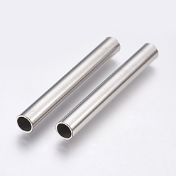 Stainless Steel Color 304 Stainless Steel Tube Beads, Stainless Steel Color, 50x6mm, Hole: 4.5mm