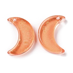 Coral Transparent Baking Paint Glass Beads, Moon, Top Drilled, Coral, 15.5x13x3.5mm, Hole: 1.2mm