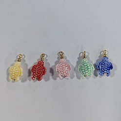 (52) Непрозрачная лаванда 5шт. подвески из фарфора ручной работы, черепаха, с железной фурнитурой, разноцветные, 26.2x14.9 мм, отверстие : 2.5 мм