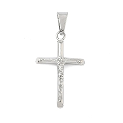 Нержавеющая Сталь Цвет 304 подвески из нержавеющей стали, распятие крест с Иисусом, цвет нержавеющей стали, 36x23x6 мм, отверстие : 9x4 мм