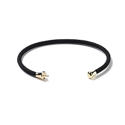 Black Stainless Steel Cuff Bangle Making, with Golden Tone Brass Finding, for Half Drilled Beads, Black, Inner Diameter: 1-3/4x2-3/8 inch(4.6x6cm), Pin: 1mm