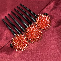 New Year Red Snow Velvet Flower Hairpin and Comb Set Peigne à cheveux en forme de flocon de neige fait à la main avec perles pour des coiffures chignons élégantes