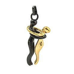 Черный Цвет Металла & Золотой Ионное покрытие (ip) 304 подвески из нержавеющей стали, человек, металлический черный & золотой, 37x13.5x15 мм, отверстие : 4x2.3 мм