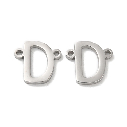 Letter D Non-Tarnish 304 Stainless Steel Connector Charms, Letter, Letter D, 10x11x1.5mm, Hole: 1.2mm