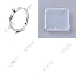 Stainless Steel Color 24Pcs 304 Stainless Steel Finger Ring Settings, Loop Ring Base, Stainless Steel Color, 2mm, Hole: 1.5mm, Inner Diameter: 17mm