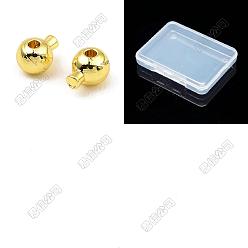 Plaqué 18K Or Véritable 60 perles à écraser en laiton, plaqué longue durée, ronde, réel 18 k plaqué or, 5x3.5x3.5mm, Trou: 0.9mm