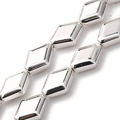 с Покрытием Серебра Стеклянные бусины с гальваническим покрытием , ромб, со серебряным покрытием, 15x10.5x5 мм, отверстие : 1 мм, около 27 шт / нитка, 15.12'' (38.4 см)