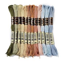 Mixed Color 12 Skeins 12 Colors 6-Ply Polyester Embroidery Floss, Cross Stitch Threads, Heath Color Series, Mixed Color, 0.5mm, about 8.75 Yards(8m)/Skein, 12 skeins/set