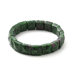 Рубин В Цоизита Квадратные натуральные рубины в бусинах цоизита эластичные браслеты для женщин и мужчин, внутренний диаметр: 2-1/4~2-3/8 дюйм (5.55~5.95 см)