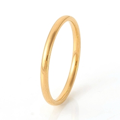 Doré  201 anneaux de bande lisses en acier inoxydable, or, taille 5, diamètre intérieur: 16 mm, 1.5mm