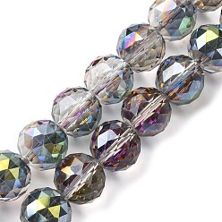 (52) Непрозрачная лаванда Прозрачные стеклянные бусины гальваническим пряди, круглые, граненые, разноцветные, 14x13 мм, отверстие : 1.8 мм, около 28 шт / нитка, 14.57 дюйм (37 см)