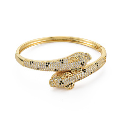 Real 16K Gold Plated Brass Micro Pave Cubic Zirconia Snake Bangles for Women, Nickel Free, Real 16K Gold Plated, Inner Diameter: 2x2-3/8 inch(5.2x6cm)