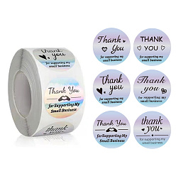 Word Paper Self-Adhesive Thank You Sticker Rolls, Round Dot Laser Gift Decals for Party Decorative Presents, Word, 25mm, 500pcs/roll