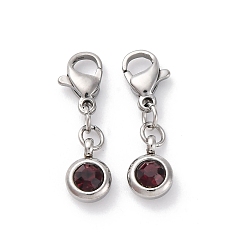 Сиамский 304 из нержавеющей стали горный хрусталь подвески, застежка когтя омара, Сиам, 23 мм