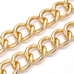 Light Gold Aluminum Curb Chains, Twist Link Chains, Unwelded, Light Gold, 29x24x5mm