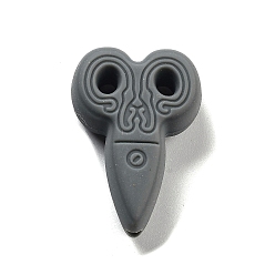 Gray Food Grade Silicone Focal Beads, Silicone Teething Beads, Scissor, Gray, 29.5x20x9mm, Hole: 2mm