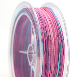 Hot Pink Gradient Color Nylon Thread, Chinese Knotting Cord, Segment Dyed, for Bracelet Necklace Making, Hot Pink, 0.8mm, about 27.34 Yards(25m)/Roll