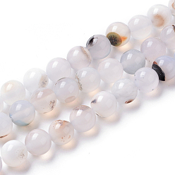 WhiteSmoke Natural Agate Beads Strands, Dyed, Round, WhiteSmoke, 8mm, Hole: 1.4mm, about 50pcs/strand, 15.75 inch(40cm)
