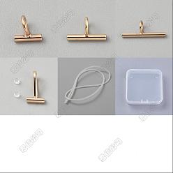Golden 4 Messing-Stift-zu-Anhänger-Konverter, Konverter von Brosche zu Halskette, 1PC Silikonschlauch, golden, 7.5x8x2 mm, Bohrung: 3.8 mm