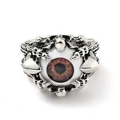 Sienna Evil Eye Resin Open Cuff Ring, Antique Silver Alloy Gothic Jewelry for Men Women, Sienna, US Size 9(18.9mm)