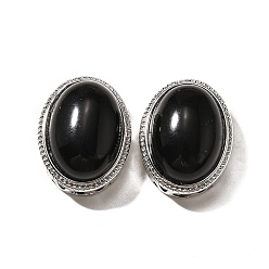 Обсидиан Естественные обсидиановые многожильные звенья, овальные, без кадмия и без свинца, платина, 21x16.5x11.5 мм, отверстие : 3 мм