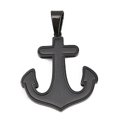 Черный 304 подвески из нержавеющей стали, Якорь прелести, матовая отделка, ионное покрытие (ip), долговечный, чёрные, 32x29.5x2.5 мм, отверстие : 9x5 мм