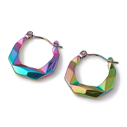 Rainbow Color Ионное покрытие (ip) 304 круглые серьги-кольца из нержавеющей стали для женщин, Радуга цветов, 20x20x3 мм, штифты : 0.5 мм