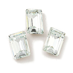 Свет Азора Стеклянные стразы кабошоны, плоская задняя и задняя, граненые, прямоугольные, свет Azore, 6x4x2.5 мм