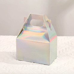 Colorful Laser Style Folding Paper Gift Box, Rainbow Color Food Packaging Box, Rectangle, Colorful, 6.5x10x13cm